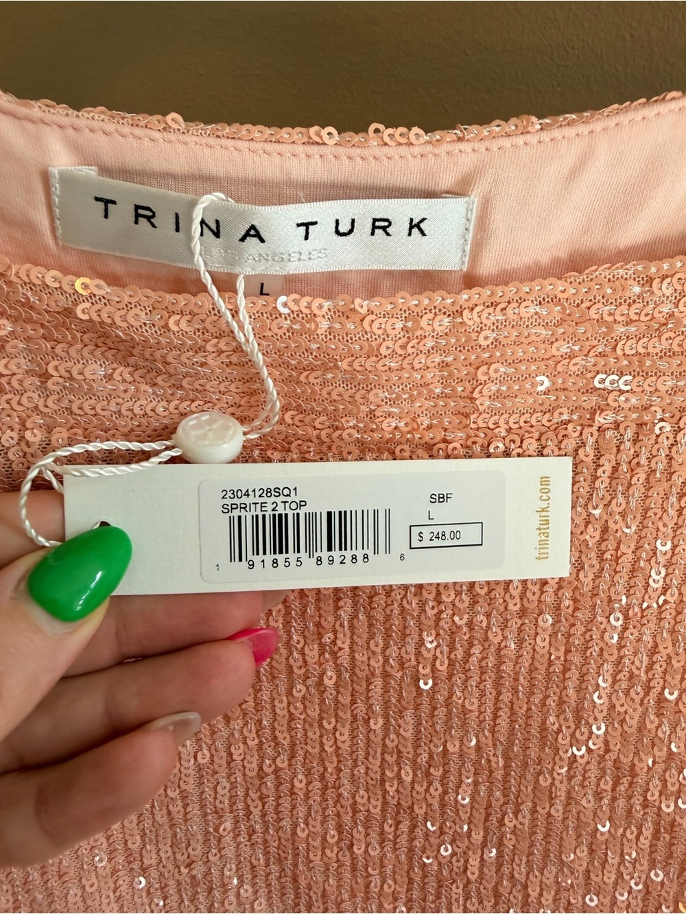 NWT Trina Turk Sprite 2 Sequin Top Blush Pink - Picture 3 of 5